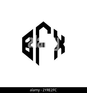 Logo BFX Letter a forma di poligono. Design con logo a forma di cubo e poligono BFX. Modello per logo vettoriale esagonale BFX, colori bianco e nero. BFX monogr Illustrazione Vettoriale
