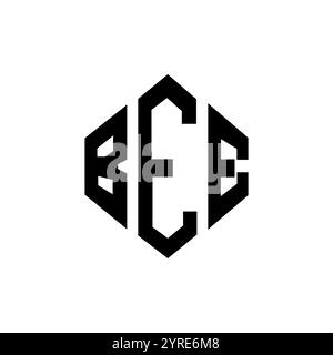 Logo BEE Letter con forma poligonale. Design del logo a forma di cubo e poligono DELLE API. Modello per logo vettoriale esagonale BEE, colori bianco e nero. Monogro DELLE API Illustrazione Vettoriale