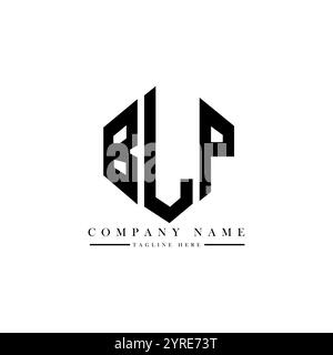 Logo BLP Letter con forma poligonale. Design con logo a forma di cubo e poligono BLP. Modello BLP con logo esagonale vettoriale, colori bianco e nero. BLP monogr Illustrazione Vettoriale