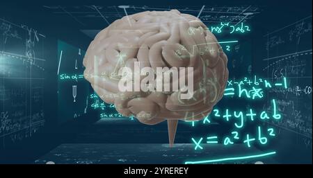 Immagine del cervello umano, elaborazione dati matematici ai Foto Stock
