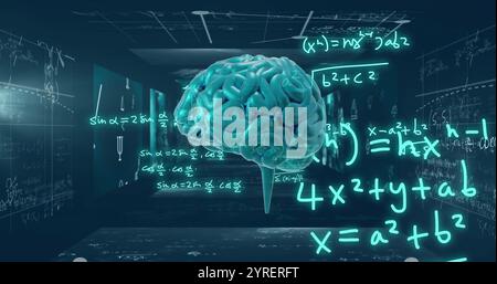 Immagine del cervello umano, elaborazione dati matematici ai Foto Stock