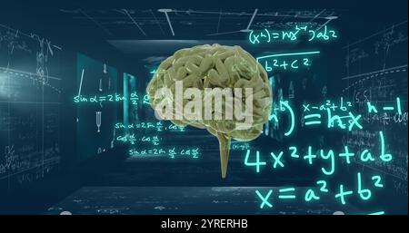 Immagine del cervello umano, elaborazione dati matematici ai Foto Stock