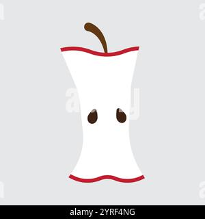 Simbolo del nucleo di mela. Vettore contorno rosso. Design fruttato minimalista. Illustrazione Vettoriale