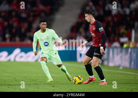 Valery Fernandez dell'RCD Mallorca durante la partita di calcio spagnola della Liga tra RCD Mallorca e FC Barcelona il 3 dicembre 2024 a Son Moix a Palma, Spagna Foto Stock