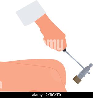 martello al ginocchio, neurologo esamina paziente, controlla la reazione con martello riflesso, visita medica in ospedale Illustrazione Vettoriale