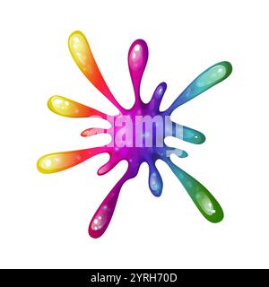 Illustrazione arcobaleno che gocciola con colori vivaci. Rainbow Splash Collection su sfondo trasparente. Ottimo per aggiungere giocosa e tossico Illustrazione Vettoriale