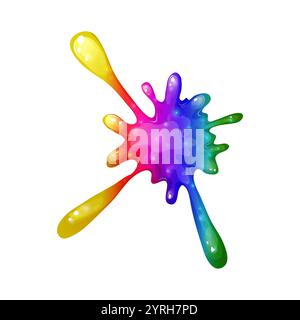 Illustrazione arcobaleno che gocciola con colori vivaci. Rainbow Splash Collection su sfondo trasparente. Ottimo per aggiungere giocosa e tossico Illustrazione Vettoriale