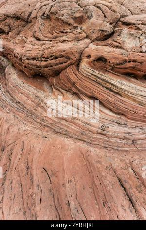 Vista dettagliata delle formazioni di arenaria intemperie che mostrano texture uniche e tonalità terrose, i motivi e gli strati naturali presentano uno squisito displa Foto Stock