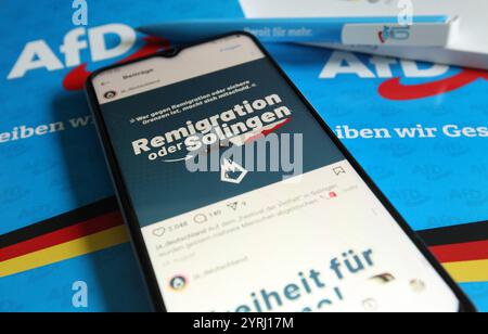 Auf einem smartphone wurde der Instagram-account der Jugendorganization der Partei alternative für Deutschland AFD, Junge alternative für Deutschland JA, aufgerufen. Schnelsen Hamburg *** su smartphone, l'account Instagram dell'organizzazione giovanile dell'alternativa per la Germania partito AFD , Junge alternative für Deutschland JA , si chiamava Schnelsen Hamburg Foto Stock