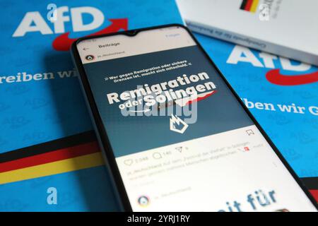 Auf einem smartphone wurde der Instagram-account der Jugendorganization der Partei alternative für Deutschland AFD, Junge alternative für Deutschland JA, aufgerufen. Schnelsen Hamburg *** su smartphone, l'account Instagram dell'organizzazione giovanile dell'alternativa per la Germania partito AFD , Junge alternative für Deutschland JA , si chiamava Schnelsen Hamburg Foto Stock