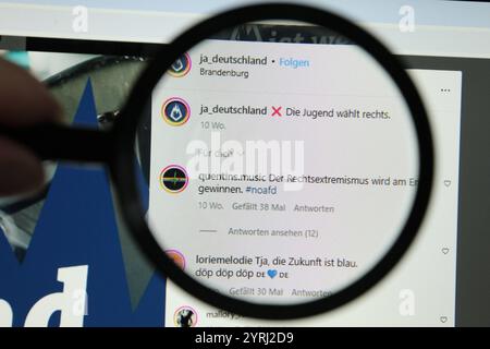 Auf einem smartphone wurde der Instagram-account der Jugendorganization der Partei alternative für Deutschland AFD, Junge alternative für Deutschland JA, aufgerufen. Simbolo/simbolo foto. Schnelsen Hamburg *** l'account Instagram dell'organizzazione giovanile dell'alternativa per la Germania partito AFD , Junge alternative für Deutschland JA , è stato accessibile su smartphone immagine simbolo foto simbolo Schnelsen Amburgo Foto Stock