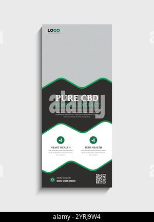 Design del modello per banner avvolgibili con olio di canapa CBD Illustrazione Vettoriale
