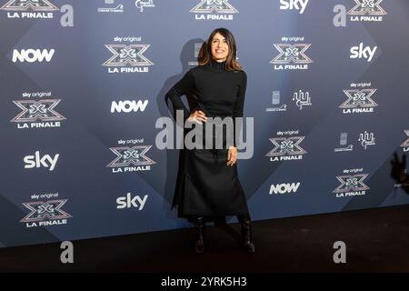 Napoli, Italia. 4 dicembre 2024. Giorgia, la cantante e presentatrice italiana di XFactor 2024, posa durante la conferenza stampa per la finale di XFactor Italia, gli artisti finalisti si esibiranno sul palco di Piazza del Plebiscito a Napoli. Credito: Agenzia fotografica indipendente/Alamy Live News Foto Stock