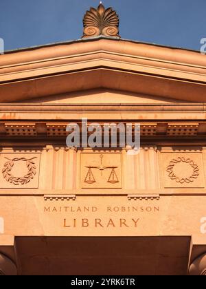 Dettaglio, Maitland Robinson Library, Downing College, Università di Cambridge, Cambridge, Cambridgeshire, Inghilterra, Regno Unito, Gran Bretagna. Foto Stock