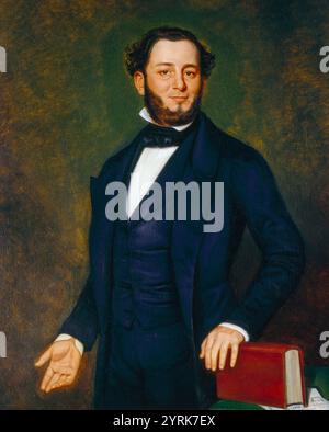 Judah Philip Benjamin, (1811 ? 1884) politico americano che servì come senatore degli Stati Uniti dalla Louisiana, un ufficiale di gabinetto degli Stati Confederati e, dopo la sua fuga in Gran Bretagna alla fine della guerra civile americana, un avvocato inglese. Benjamin fu il primo ebreo a ricoprire una posizione di Gabinetto in Nord America e il primo ad essere eletto al Senato degli Stati Uniti che non aveva rinunciato alla sua fede. Ritratto di Adolph Rinck (1802?1895) Foto Stock