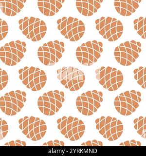 Motivo regolare senza cuciture Pinecone. Colorare l'icona pinecone semplice ripetuta sul bianco. Illustrazione vettoriale del design piatto invernale. Illustrazione Vettoriale