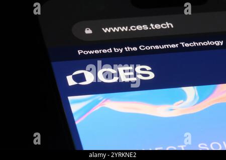 Logo CES (Consumer Electronics Show) sul sito Web Foto Stock
