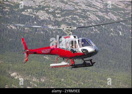 Temsco Helicopter che porta i turisti a Glacier Tours. Skagway. Sud-est dell'Alaska. STATI UNITI. Foto Stock