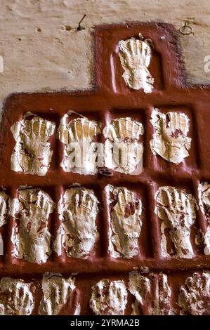 Sati Marks delle vedove del Maharaja Man Singh s. Widows che si gettarono sulla sua pira funeraria nel 1843. Jodhpur. Rajasthan. India. Foto Stock