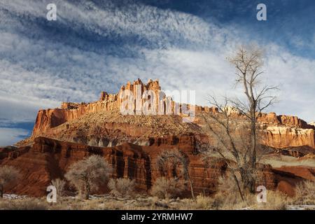 The Castle in inverno, Capitol Reef National Park, Torrey, Utah, USA Foto Stock