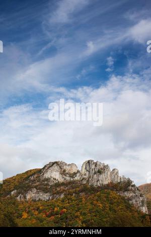 Stati Uniti d'America, West Virginia, Seneca Rocks, Abete Knob-Seneca Rocks National Recreation Area, Seneca rocce Foto Stock