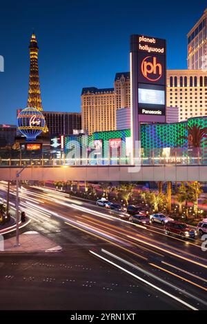 Stati Uniti d'America, Nevada, Las Vegas, la striscia di Las Vegas Boulevard, alta vista panoramico al crepuscolo Foto Stock