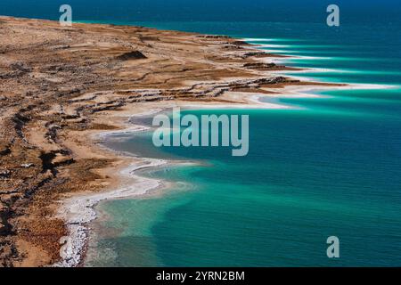 Giordania, il Mar Morto, Mazraa, seascape dalla città di cloruro di potassio Foto Stock