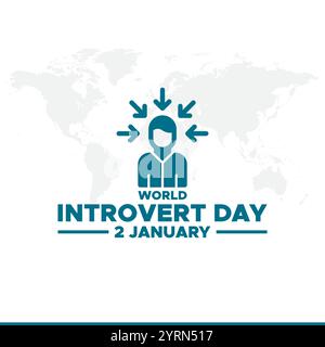 Giornata mondiale dell'introverso. Persone, casa e cuore. Ideale per cartoline, banner, poster, social media e altro ancora. Sfondo bianco. Illustrazione Vettoriale