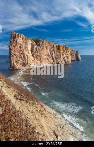 Canada, Quebec, Penisola di Gaspe, Perce, Perce Rock. Foto Stock