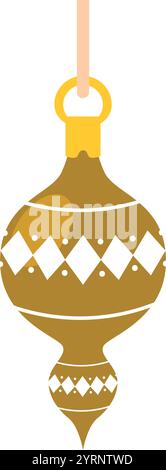 Ornamento natalizio dorato con motivo a righe Vector Illustrazione Vettoriale