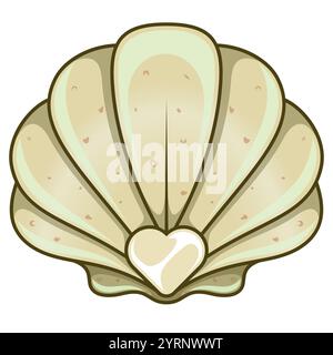 Conchiglia con cuore al centro, capesante del porticciolo Illustrazione Vettoriale