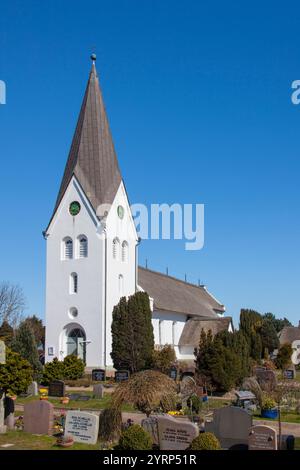 Chiesa di San Clemente, Nebel, Isola di Amrum, Frisia settentrionale, Schleswig-Holstein, Germania Foto Stock