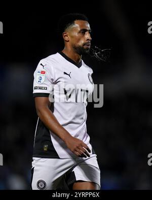 L'Ibou Touray della contea di Stockport durante la partita della Sky Bet League One al St. Andrew's @ Knighthead Park, Birmingham. Data foto: Mercoledì 4 dicembre 2024. Foto Stock