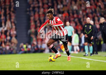 Bilbao, Spagna. 4 dicembre 2024. Nico Williams (Athletic Club) visto durante la partita di LaLiga tra Athletic Club e Real Madrid FC. Maciej Rogowski/Alamy Live News Foto Stock