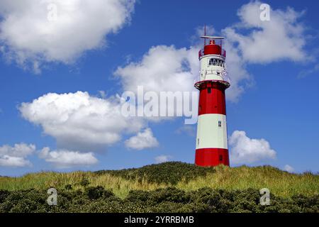 Il faro elettrico di Borkum, Frisia orientale, Isole Frisone orientale, bassa Sassonia, Germania isola di Baltrum, bassa Sassonia, Repubblica federale di Germania Foto Stock