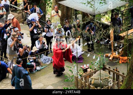 Festival di Nachi Ogi, città di Nachikatsuura, prefettura di Wakayama Foto Stock