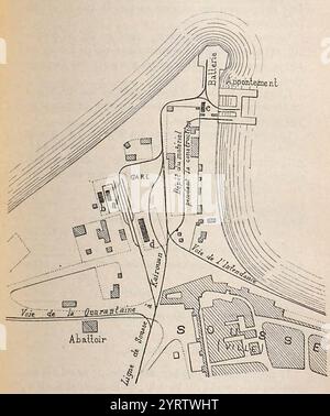 Chemin de fer de Sousse a Kairouan - Plan d'ensemble de la gare de Sousse (Revue du génie militaire). Vol 2, 1888). Foto Stock