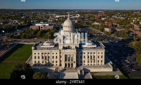 10/20/22 - PROVIDENCE, RI, USA - Vista aerea del Campidoglio del Rhode Island a Providence Rhode Island Foto Stock