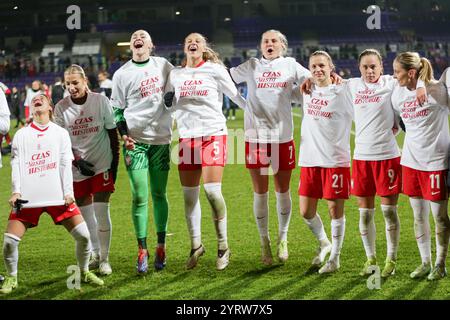 Vienna, Austria. 3 dicembre 2024. Le giocatrici polacche hanno partecipato alla partita di calcio delle qualificazioni europee femminili 2024/2025 tra Austria e Polonia alla generali Arena. Punteggio finale: Austria 0:1 Polonia. Credito: SOPA Images Limited/Alamy Live News Foto Stock