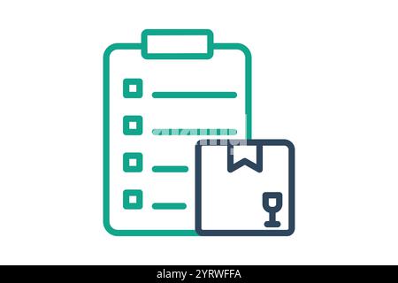 Icona Procurement. stile icona linea. elenco di controllo con il prodotto. icona relativa all'approvvigionamento. illustrazione vettoriale degli elementi di gestione dell'approvvigionamento Illustrazione Vettoriale