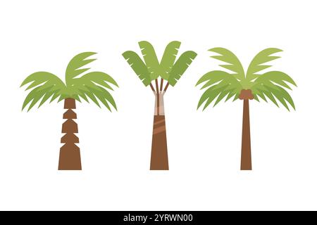 tipi di illustrazione di palme in stile piatto Illustrazione Vettoriale
