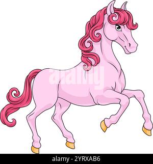 Horse Cartoon Cute Animal Character Illustration Illustrazione Vettoriale