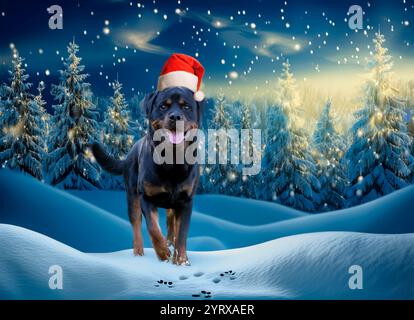 giovane rottweiler soggiorno nella natura in estate Foto Stock