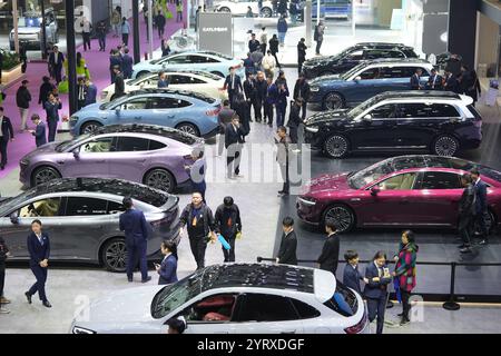 Changsha, Cina. 4 dicembre 2024. Il 20° China (Changsha) International Auto Expo ha preso il via a Changsha, nella provincia di Hunan, nella Cina centrale, il 4 dicembre 2024. il 60% delle oltre 1.000 auto esposte erano nuovi modelli energetici, attirando l'attenzione del pubblico. Credito: Yang Huafeng/China News Service/Alamy Live News Foto Stock