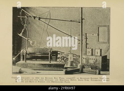 Apparato completo di Röntgen (nel 1902), estratto dai raggi Röntgen in lavoro medico (1907). Foto Stock