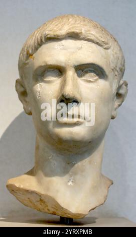 Ritratto maschile, chiamato 'Bruto'. Marmo, opere d'arte romane, 30 a.C. Dal Tevere, Roma. Foto Stock