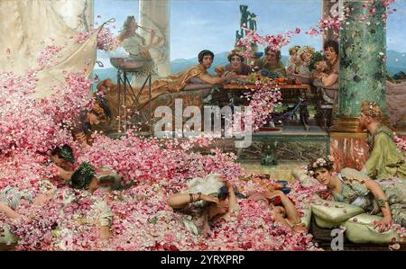 Le rose di Heliogabalus è un dipinto ad olio dell'artista anglo-olandese Sir Lawrence Alma Tadema, del 1888. Raffigura il giovane imperatore romano Elagabalo (203?222 d.C.) che ospita un banchetto. È conservato in una collezione privata. Foto Stock