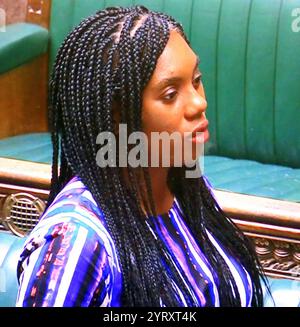 Kemi Badenoch partecipa al parlamento nel luglio 2024. Badenoch, (nato il 2 gennaio 1980), politico britannico che è stato Segretario di Stato ombra per l'edilizia abitativa, le comunità e il governo locale dal 2024 ed è stato Segretario di Stato per l'economia e il commercio dal 2023 al 2024. È stata anche presidente del Consiglio del commercio e ministro delle donne e delle pari dal 2022 al 2024. Membro del Partito Conservatore, è stata membro del Parlamento per il North West Essex, precedentemente Saffron Walden, dal 2017 Foto Stock