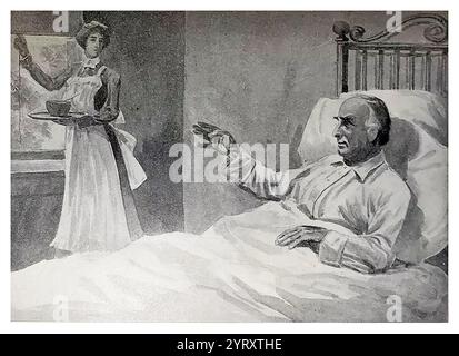 Il presidente Garfield sul letto di morte chiede a un'infermiera di aprire le tende. Charles Julius Guiteau (1841 1882) assassinò James A. Garfield, il ventesimo presidente degli Stati Uniti, nel 1881. Guiteau credeva di aver giocato un ruolo importante nella vittoria elettorale di Garfield, per la quale avrebbe dovuto essere premiato con un consolato. Si sentì frustrato e offeso dal rifiuto dell'amministrazione Garfield delle sue richieste di servire a Vienna o Parigi a tal punto che decise di uccidere Garfield e sparargli alla stazione ferroviaria di Baltimora e Potomac a Washington, D.C. Garfield morì due mesi Foto Stock