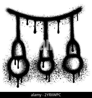Lampadina Graffiti verniciata a spruzzo spruzzata isolata con sfondo bianco. Illustrazione Vettoriale